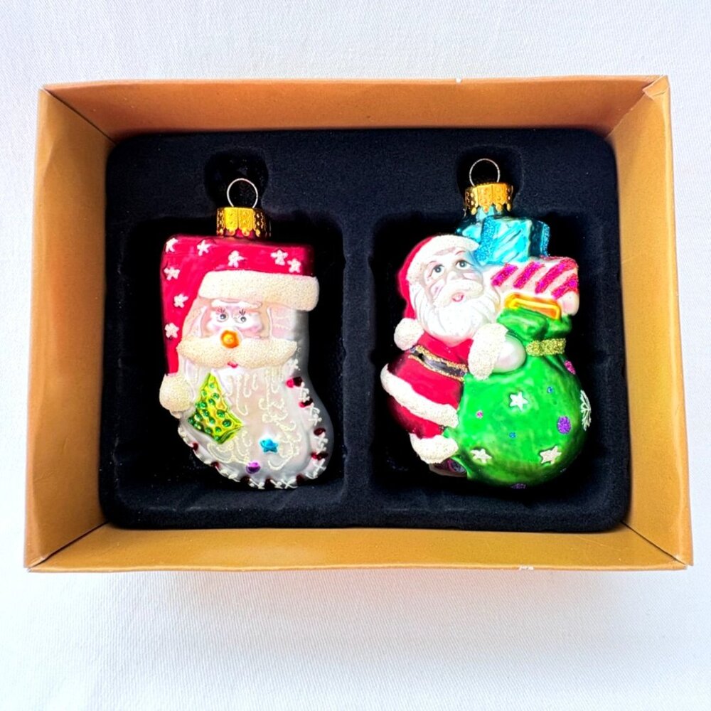 Michael's Santa Christmas Tree Glass Ornaments Stocking and Tree Theme